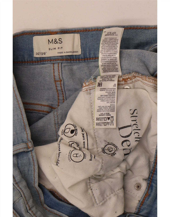 Marks & Spencer Mens Slim Jeans W32 L29 Azul Algodão