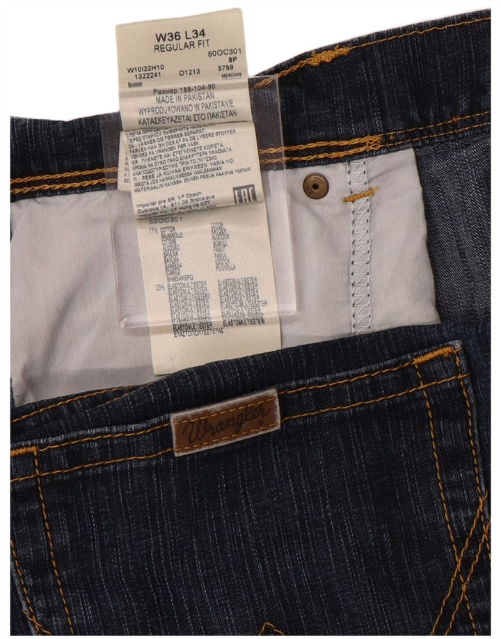 Wrangler Mens Regular Fit Jeans Reta W36 L34 Azul Algodão
