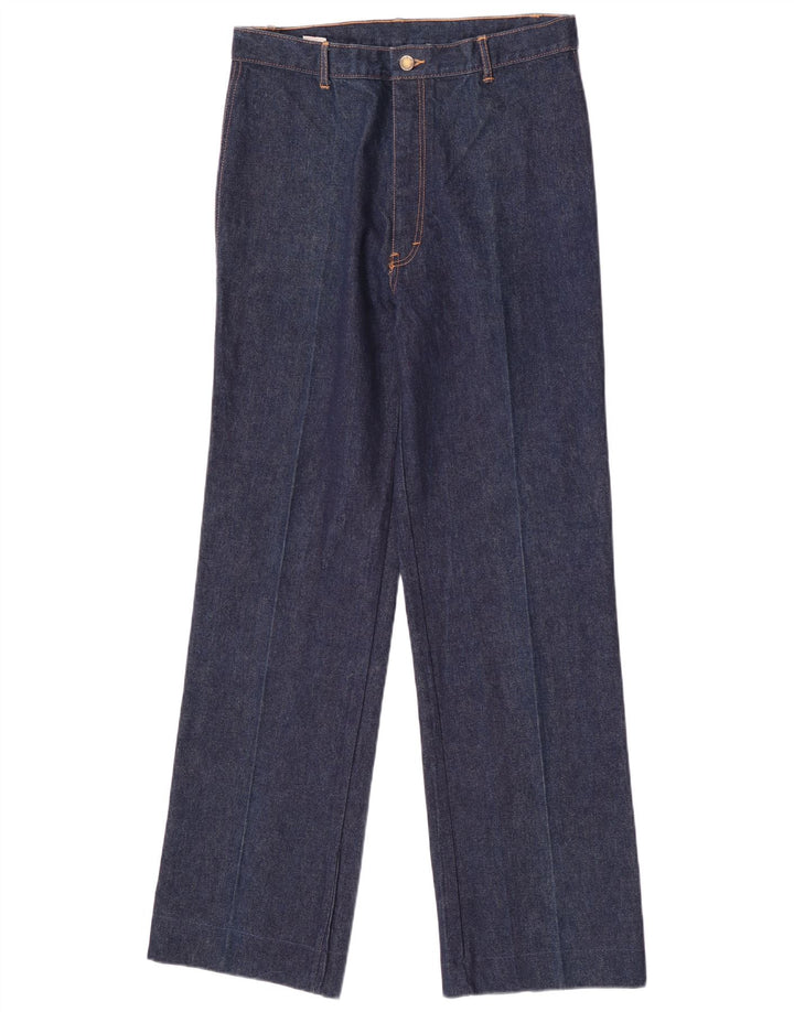 Jeans retos femininos vintage W34 L32 algodão azul marinho