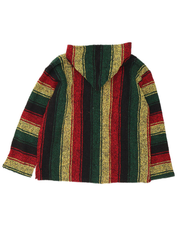 Suéter vintage masculino mexicano com capuz listrado médio multicolorido