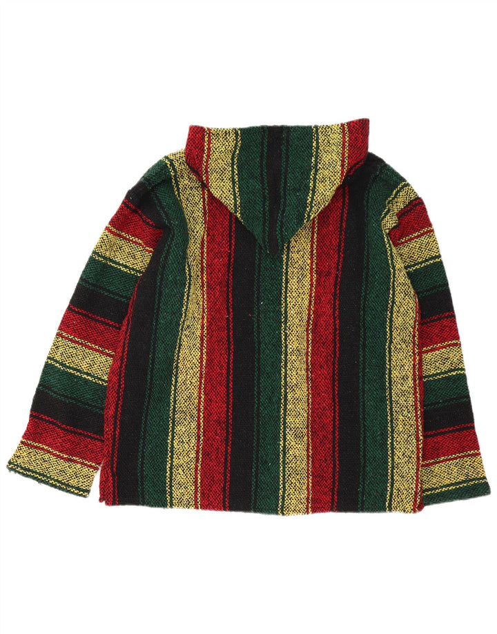Suéter vintage masculino mexicano com capuz listrado médio multicolorido