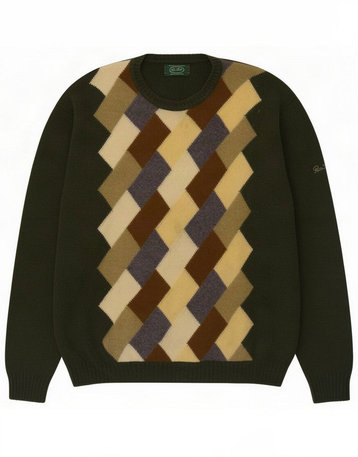 Peter Scott Suéter masculino com gola redonda Argyle verde médio / diamante