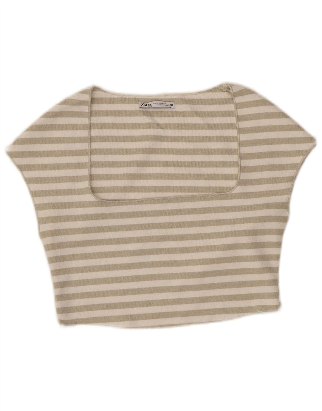 Top curto feminino ZARA UK 12 listrado branco médio