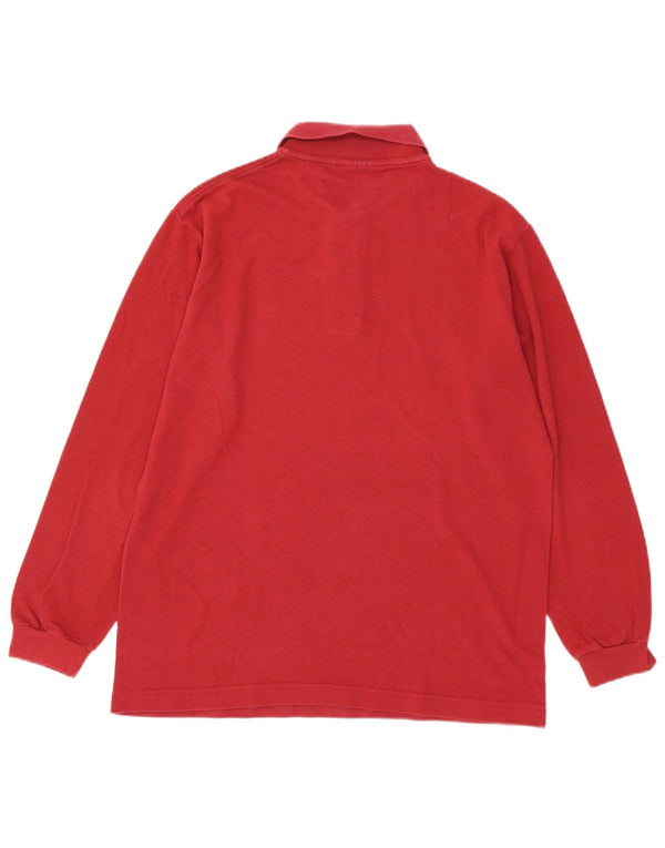 Camisa polo masculina de manga comprida Kappa médio algodão vermelho