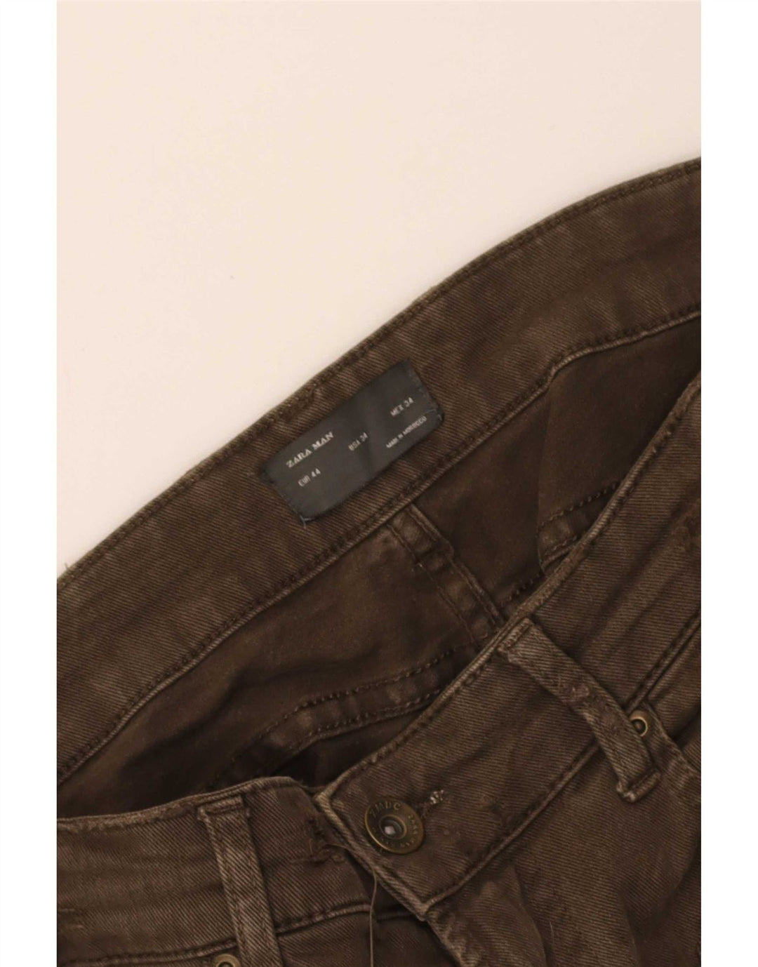 Zara Mens Slim Cargo Calças EU 44 Grande W34 L29 Caqui