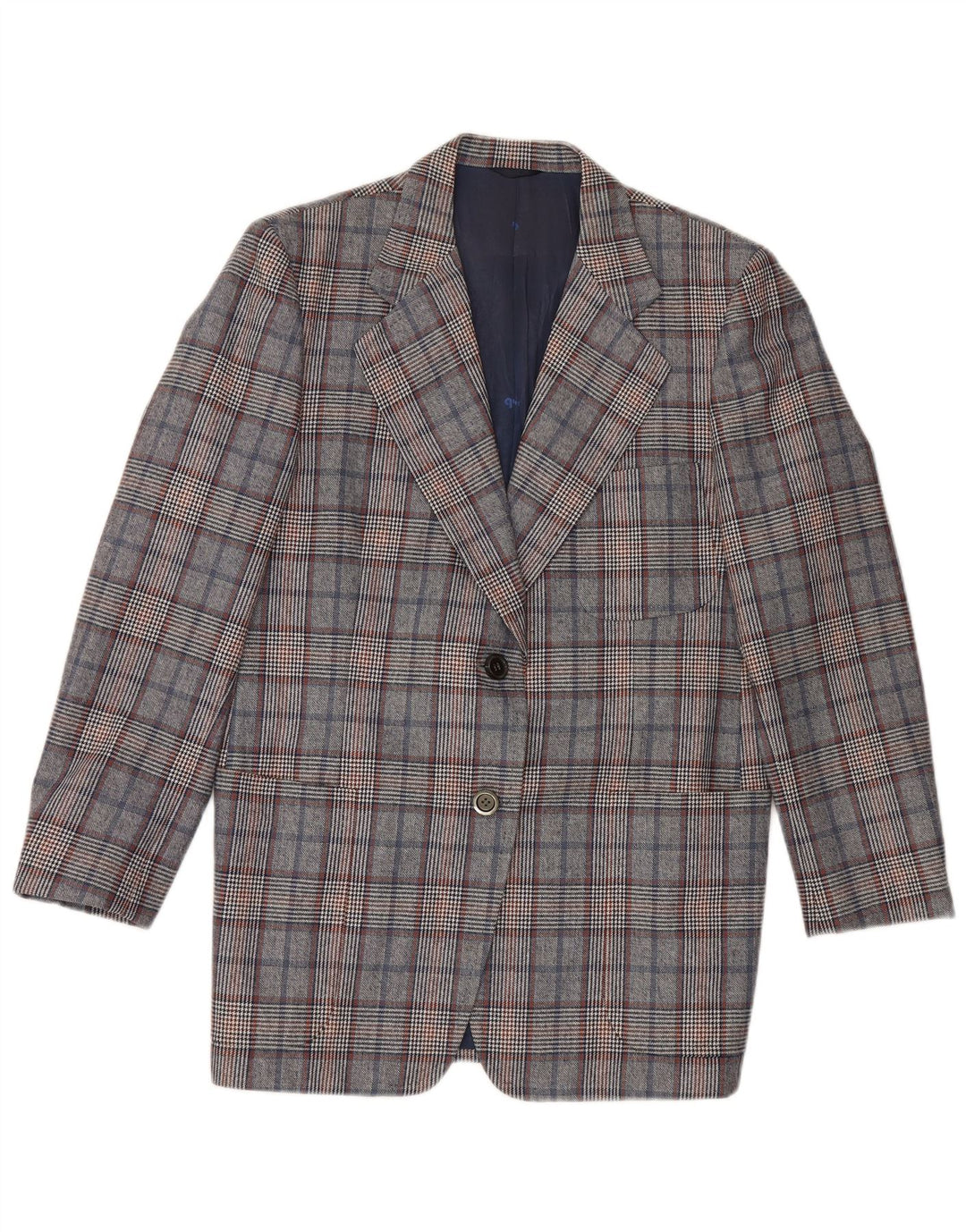 Jaqueta Blazer Longline Feminina Quantas UK 14 Médio Azul Houndstooth