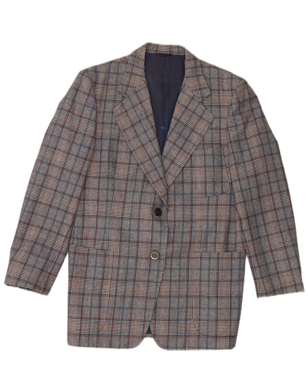 Quantas Womens Longline Blazer Jacket UK 14 Medium Blue Houndstooth