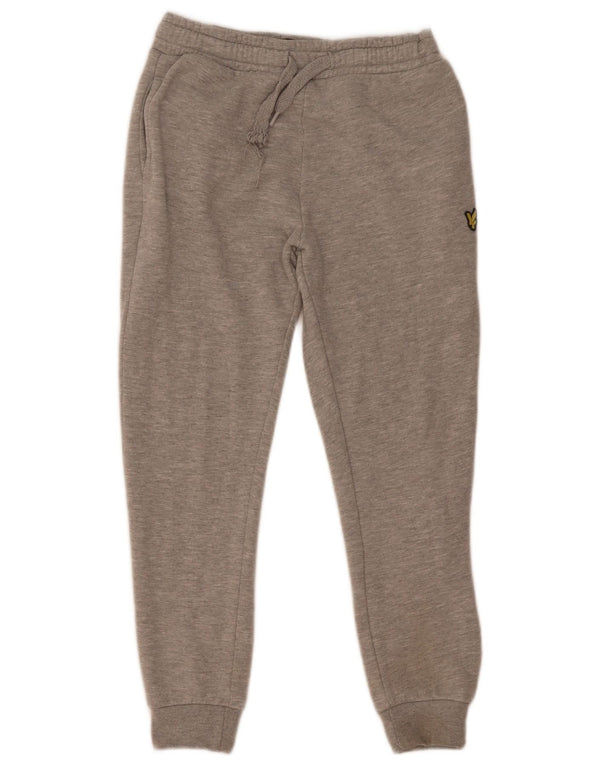 Lyle & Scott Calças de treino para meninos, joggers, 8-9 anos, algodão manchado cinza