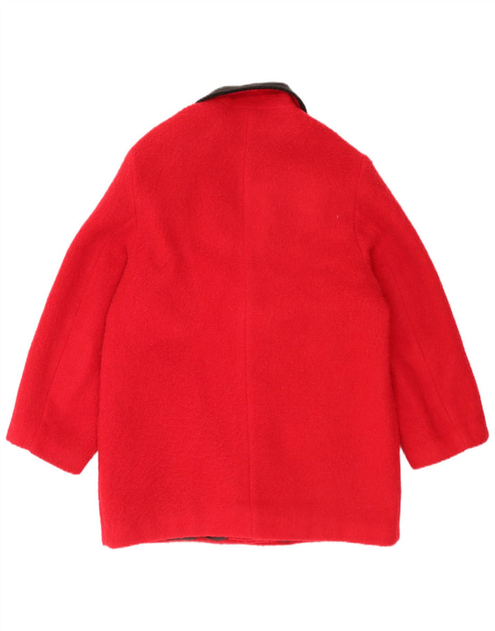 Casaco feminino C&A manga 3/4 com peito duplo Reino Unido 14 lã vermelha média