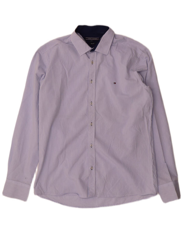 Tommy Hilfiger Mens Slim Fit Camisa XL Azul Algodão