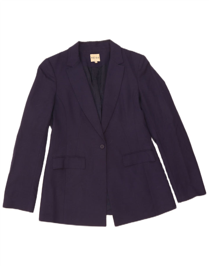 Jaqueta Blazer Feminina Reiss com 1 Botão Reino Unido 10 Pequena Viscose Azul Marinho
