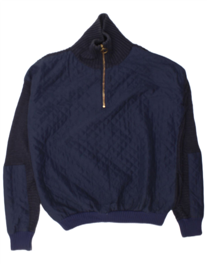 Camisola Topshop Feminina Oversized com gola éclair e camisola UK 12 Azul Marinho Médio