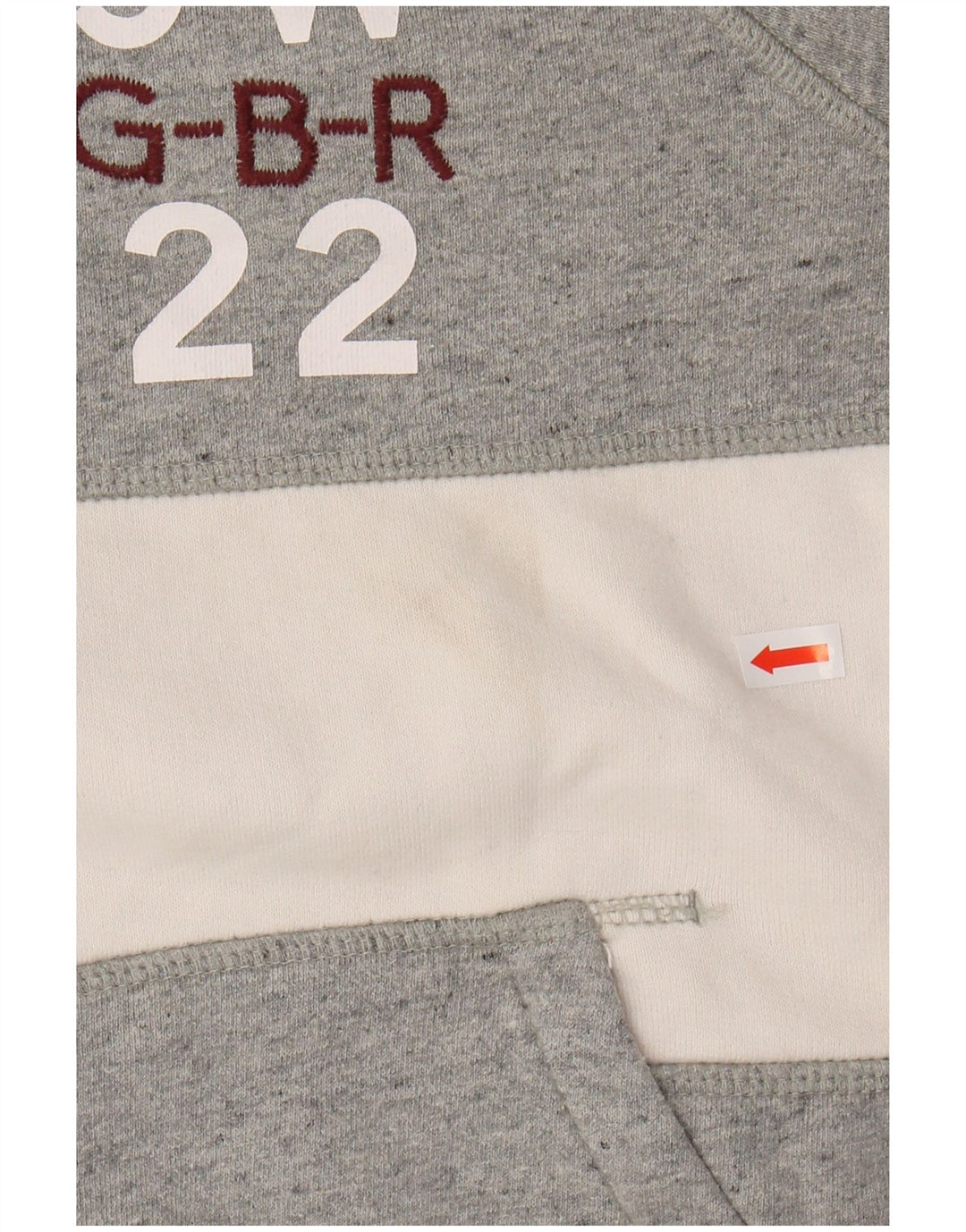 Jumper feminino com capuz gráfico JACK WILLS Reino Unido 12 bloco colorido cinza médio