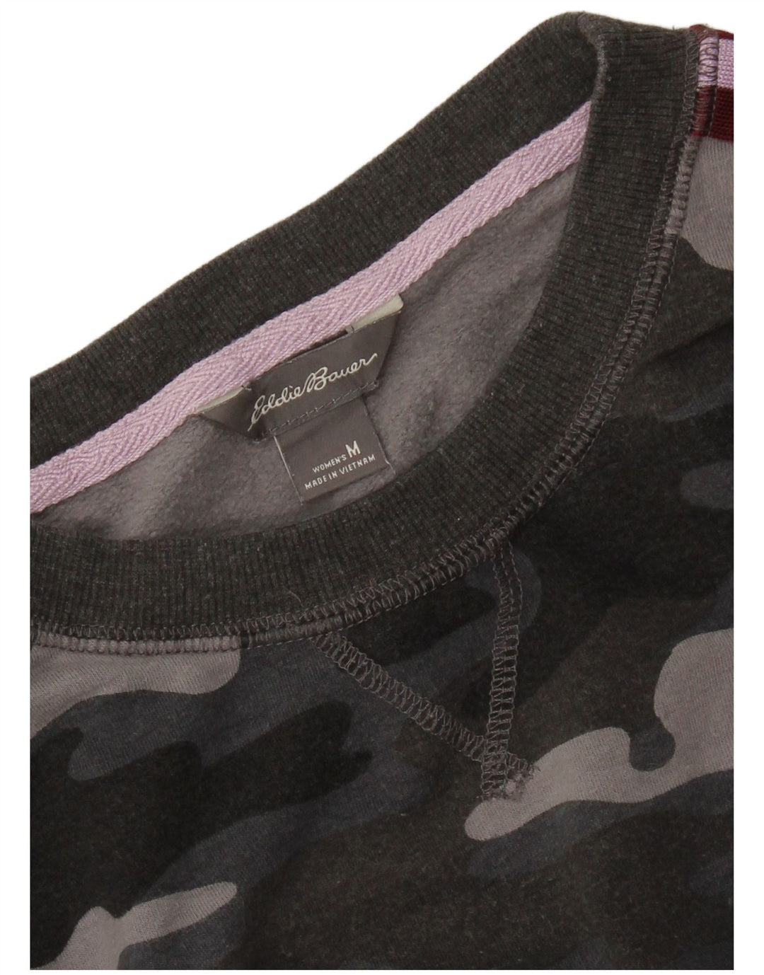 EDDIE BAUER moletom feminino jumper UK 14 camuflagem cinza médio