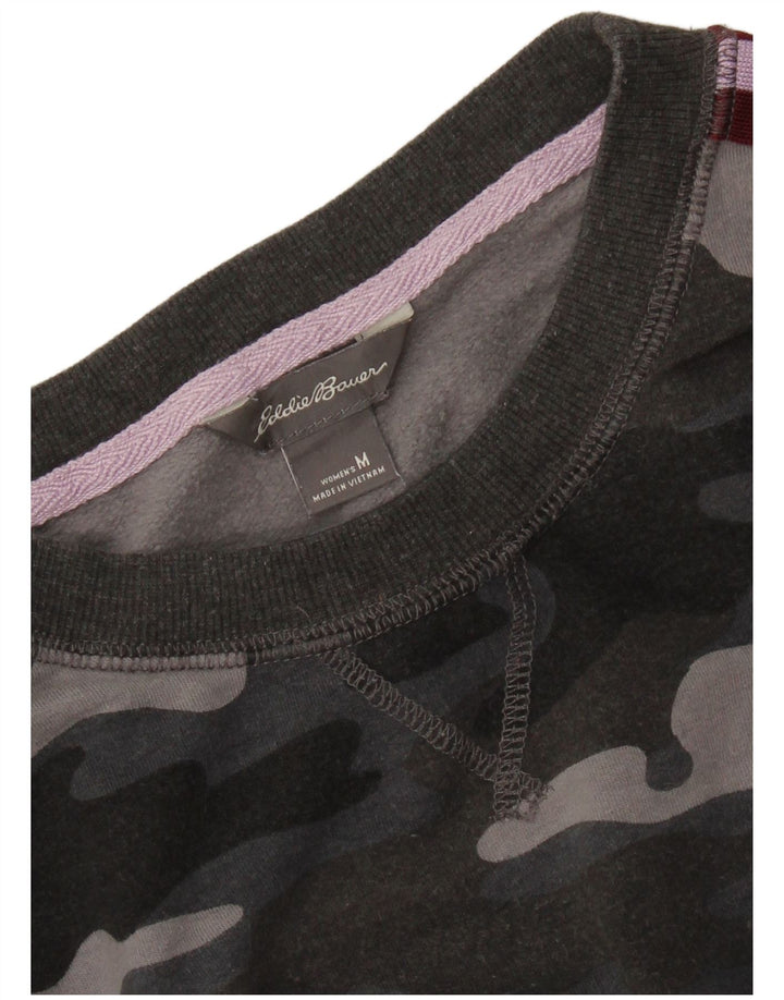 EDDIE BAUER moletom feminino jumper UK 14 camuflagem cinza médio