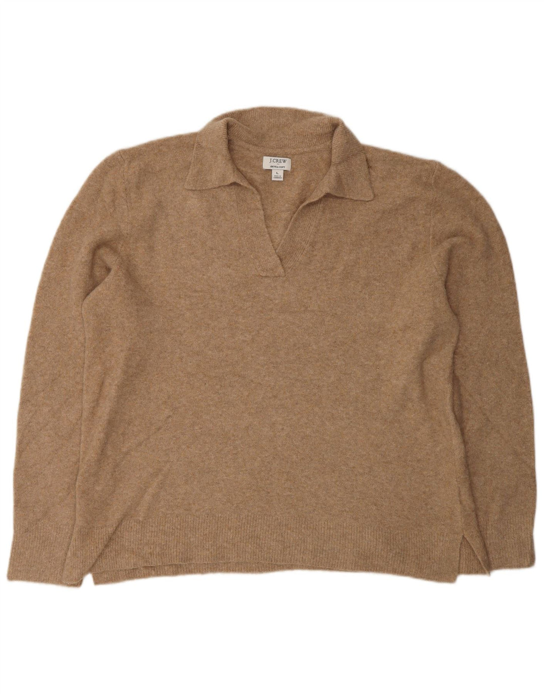 J. CREW Suéter feminino oversized com gola polo Reino Unido 16 grande marrom