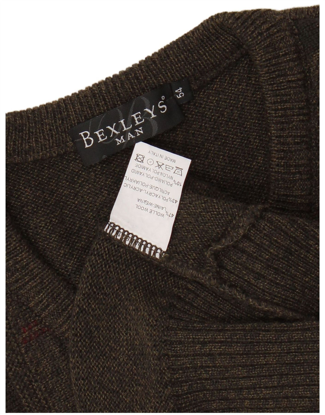 BEXLEYS Colete masculino regata IT 54 XL lã listrada marrom