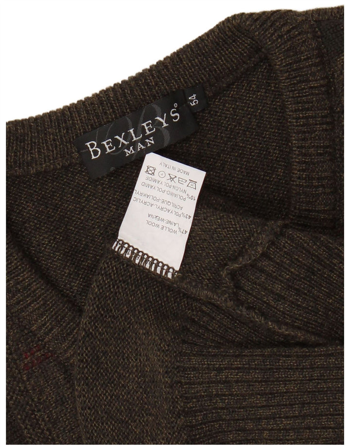 BEXLEYS Colete masculino regata IT 54 XL lã listrada marrom
