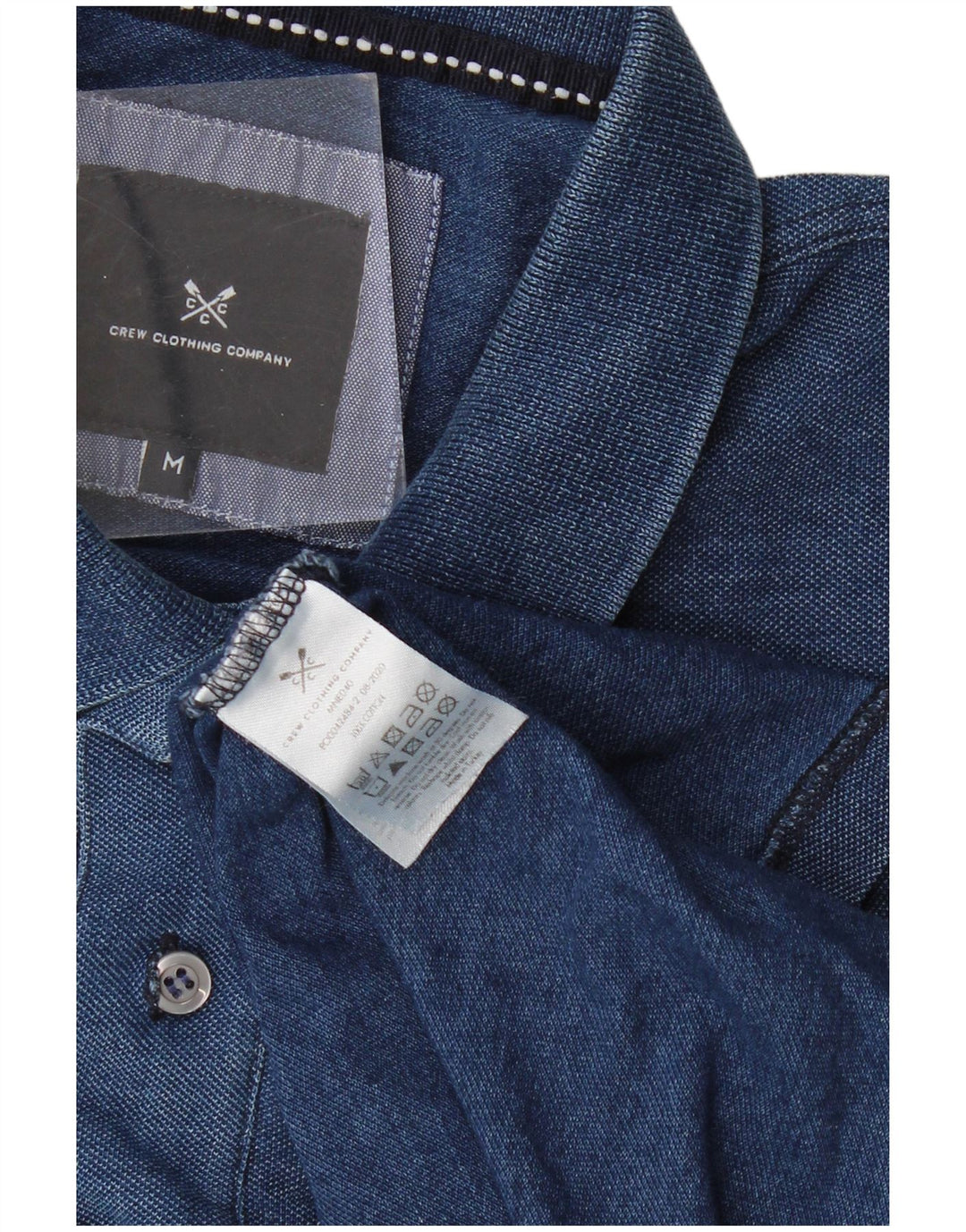 Camisa polo masculina Crew Clothing algodão azul marinho médio