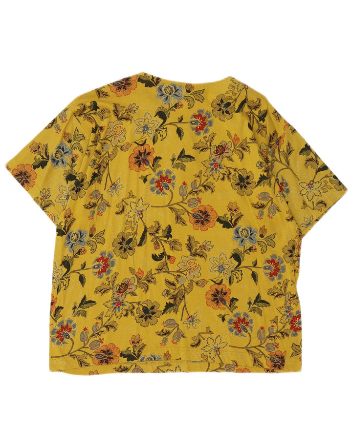 Blusa feminina VINTAGE UK 12 algodão floral amarelo médio