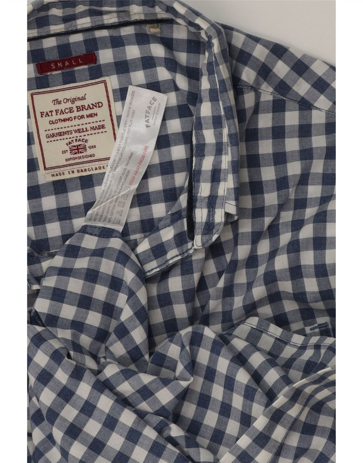 Camisa masculina FAT FACE pequena xadrez azul de algodão