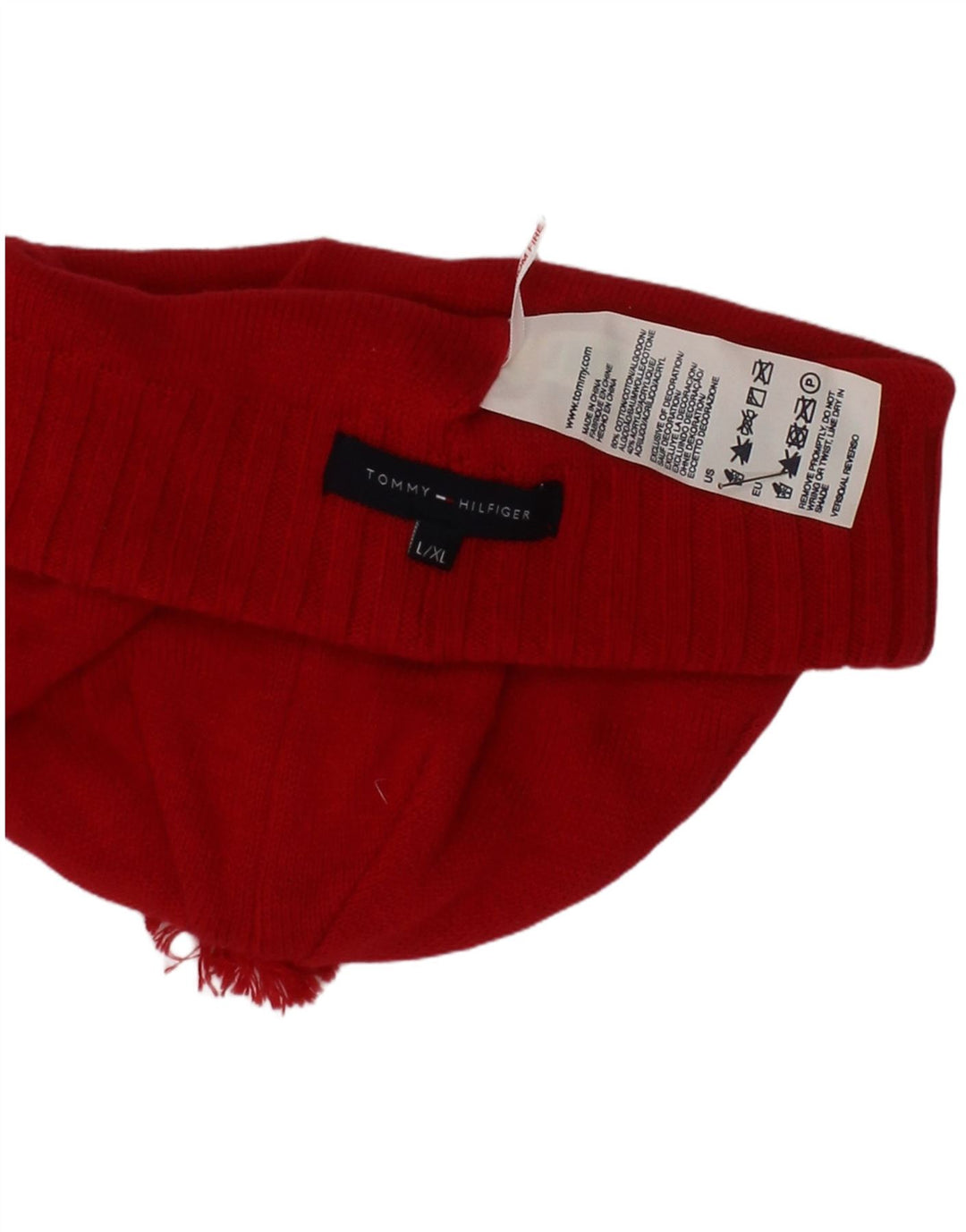 Gorro feminino Tommy Hilfiger em malha grande/GG de algodão vermelho