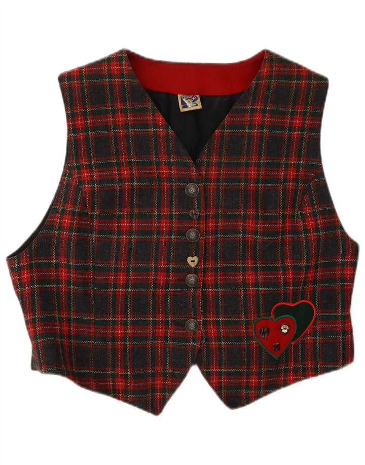 Colete feminino C&A UK 16 grande poliéster xadrez vermelho
