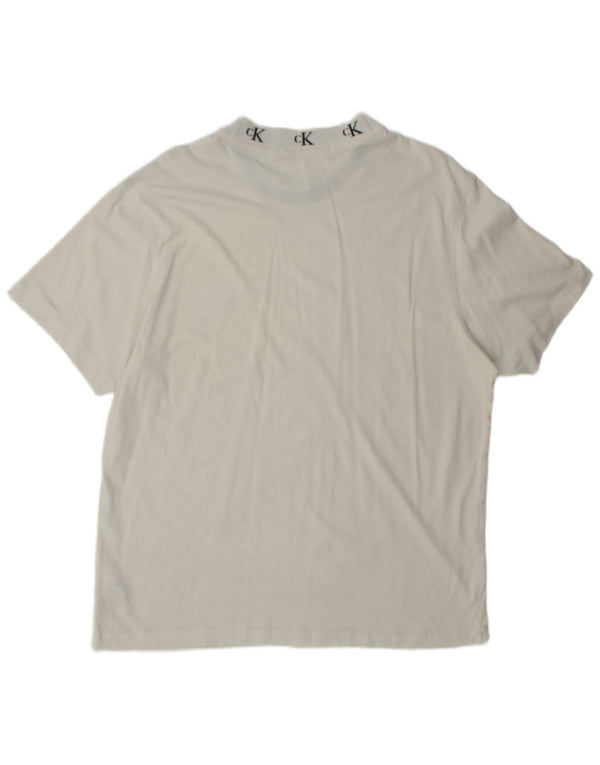 Calvin Klein Jeans Camiseta masculina gráfica Top XL algodão branco