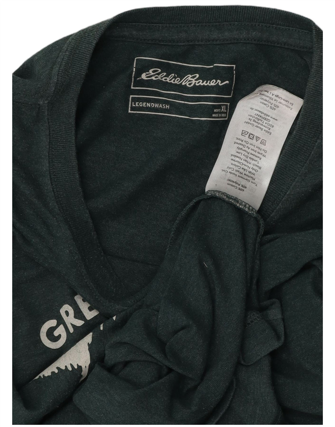 EDDIE BAUER Camiseta gráfica masculina Top XL algodão verde