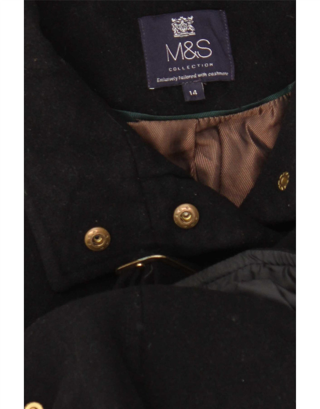 Sobretudo feminino Marks & Spencer UK 14 lã preta média
