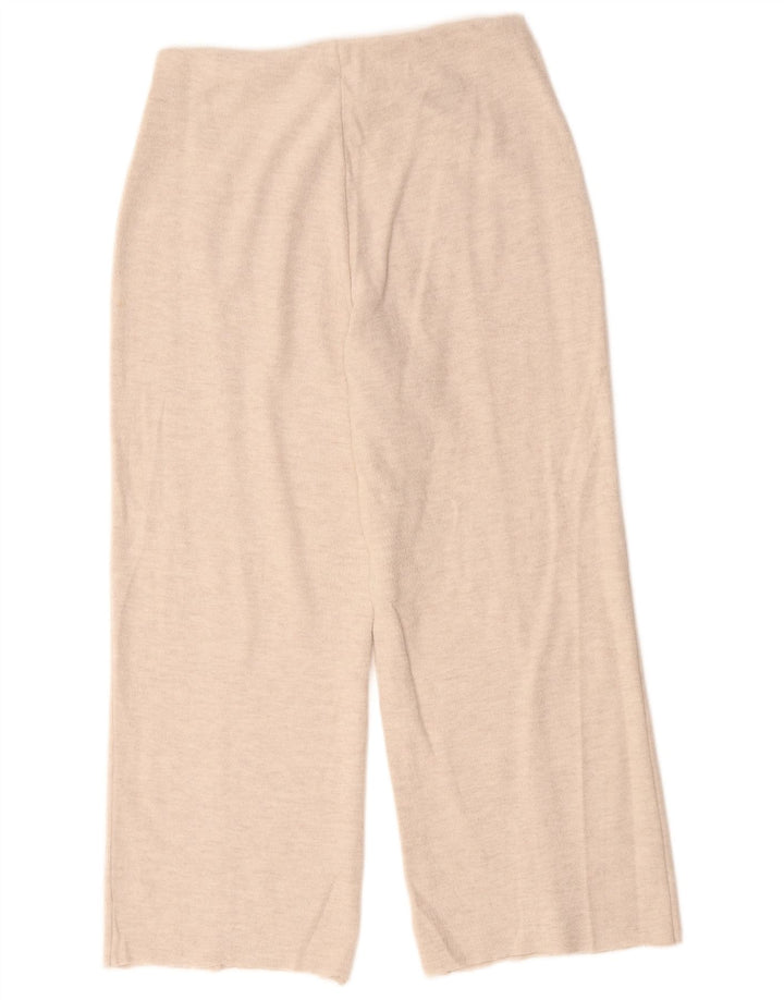 Zara Calça feminina de treino com perna larga Reino Unido 12 Médio Bege