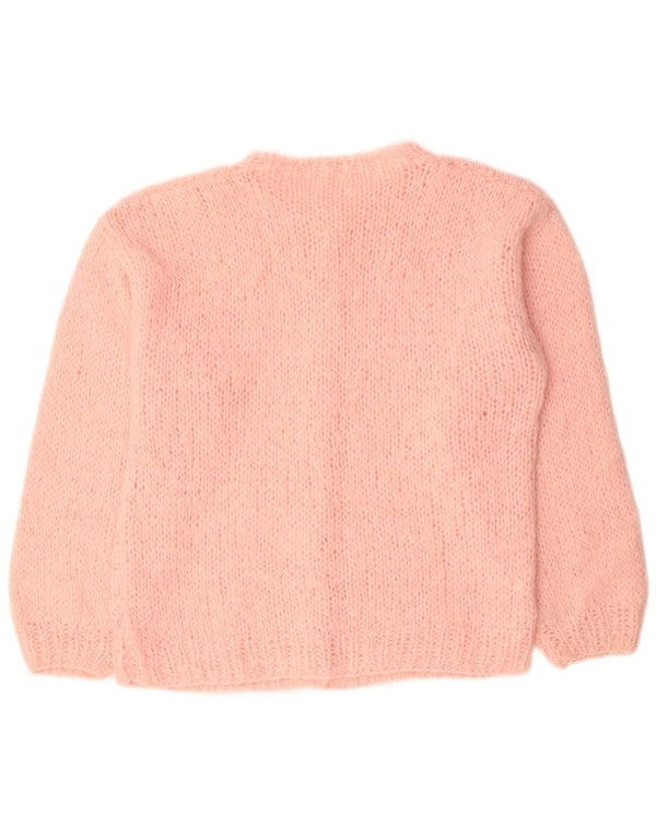 Suéter cardigã feminino VINTAGE UK 18 XL rosa acrílico