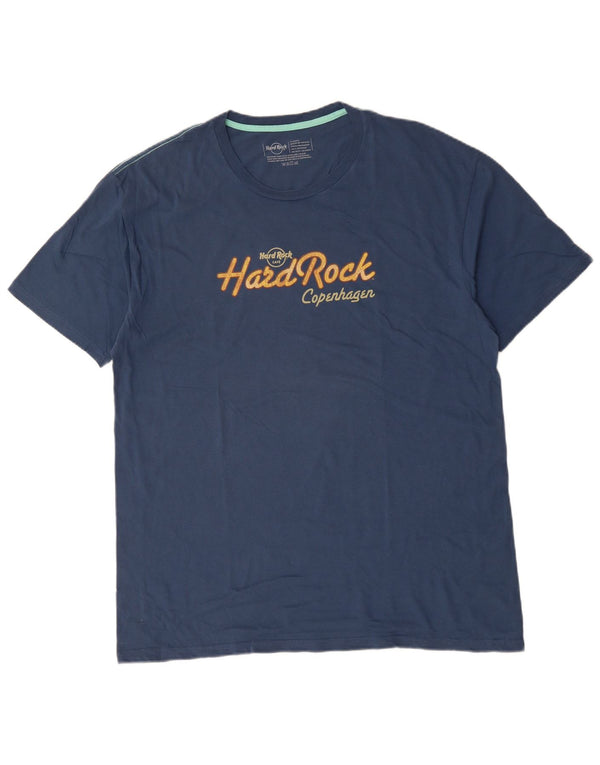 Camiseta masculina HARD ROCK CAFE Copenhagen com estampa gráfica XL azul algodão