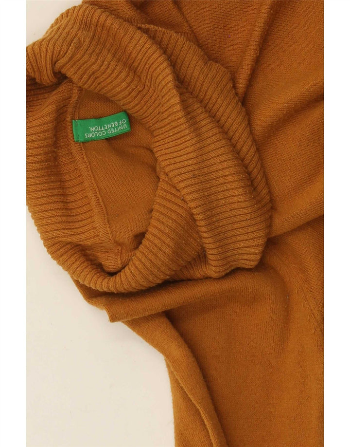 Suéter feminino Benetton com gola redonda Reino Unido 8 pequeno amarelo