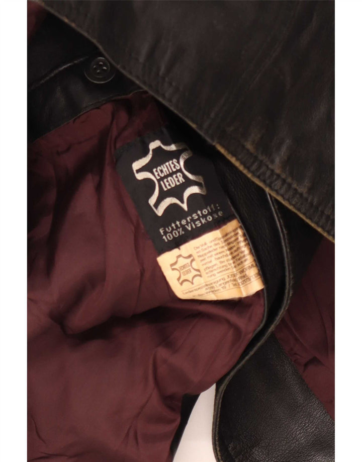 Jaqueta de couro masculina vintage UK 36 pequena preta