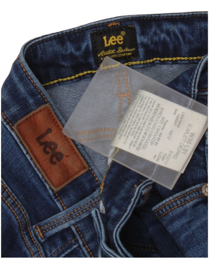 LEE Calça jeans feminina Scarlett cortada W30 L25 algodão azul