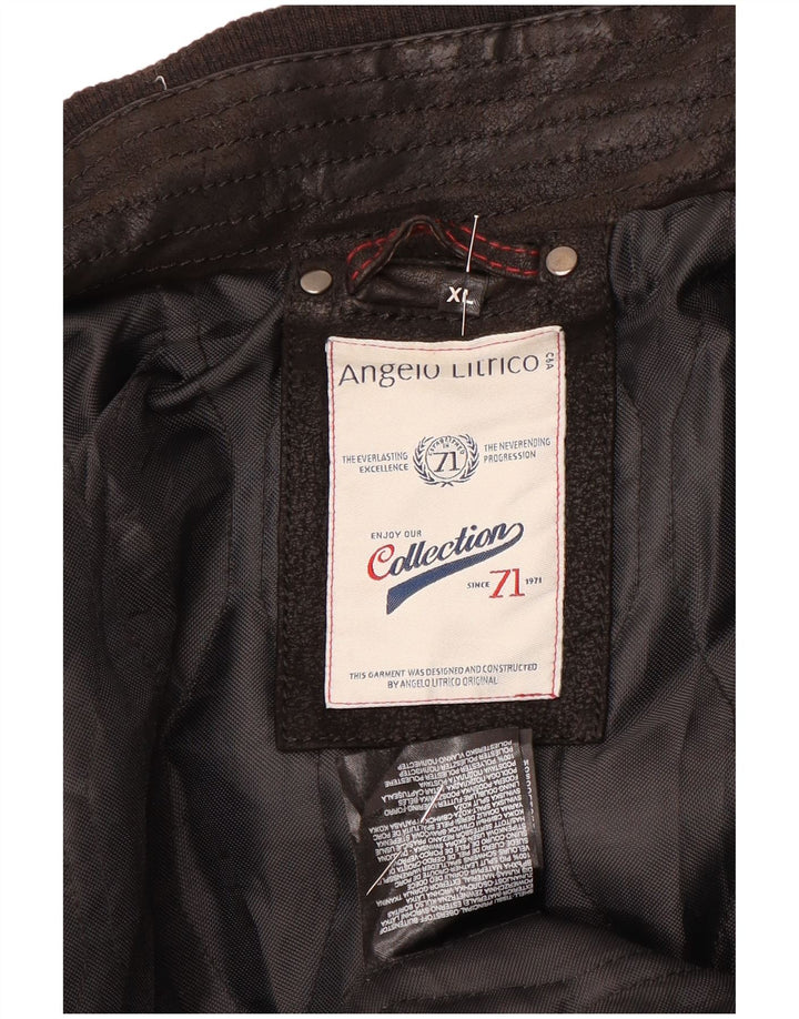 Jaqueta de couro masculina Angelo Litrico UK 42 XL couro marrom