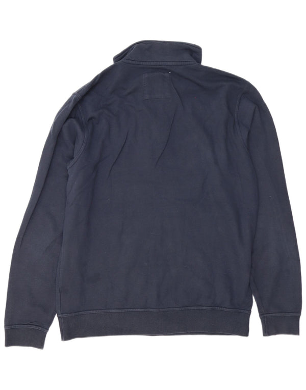Crew Clothing Mens moletom com zíper e gola alta algodão azul marinho