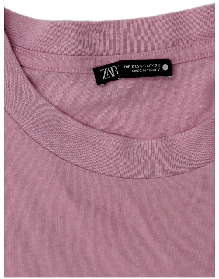 Camiseta Zara Feminina Crop Top UK 10 Pequeno Rosa