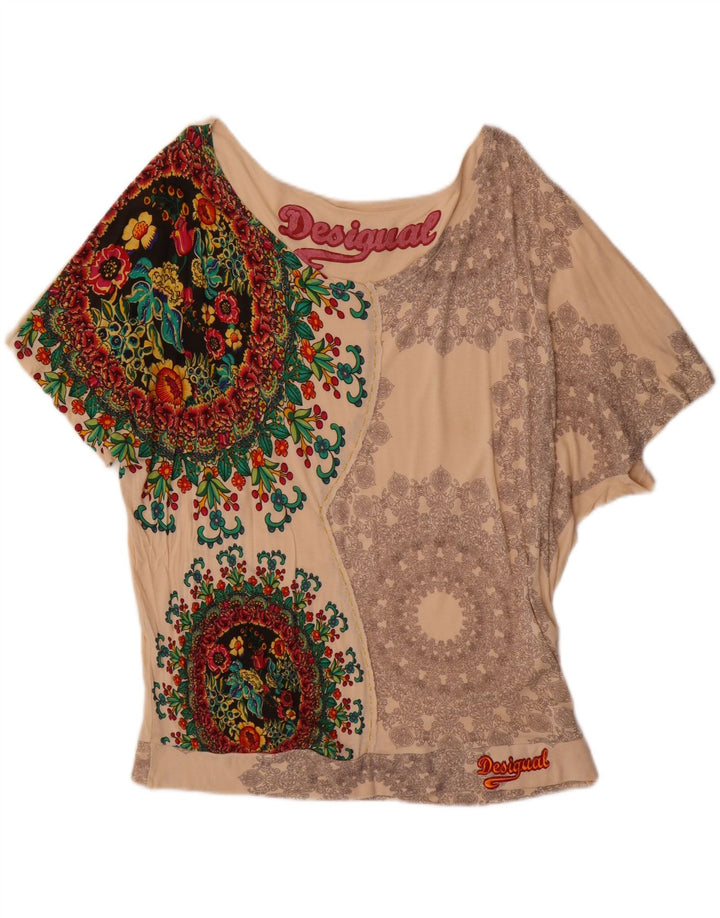 Blusa Batwing feminina Desigual Top UK 12 Médio Off White Floral
