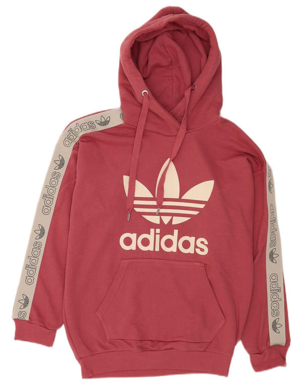 Adidas feminino gráfico oversized moletom com capuz UK 8 XS algodão rosa