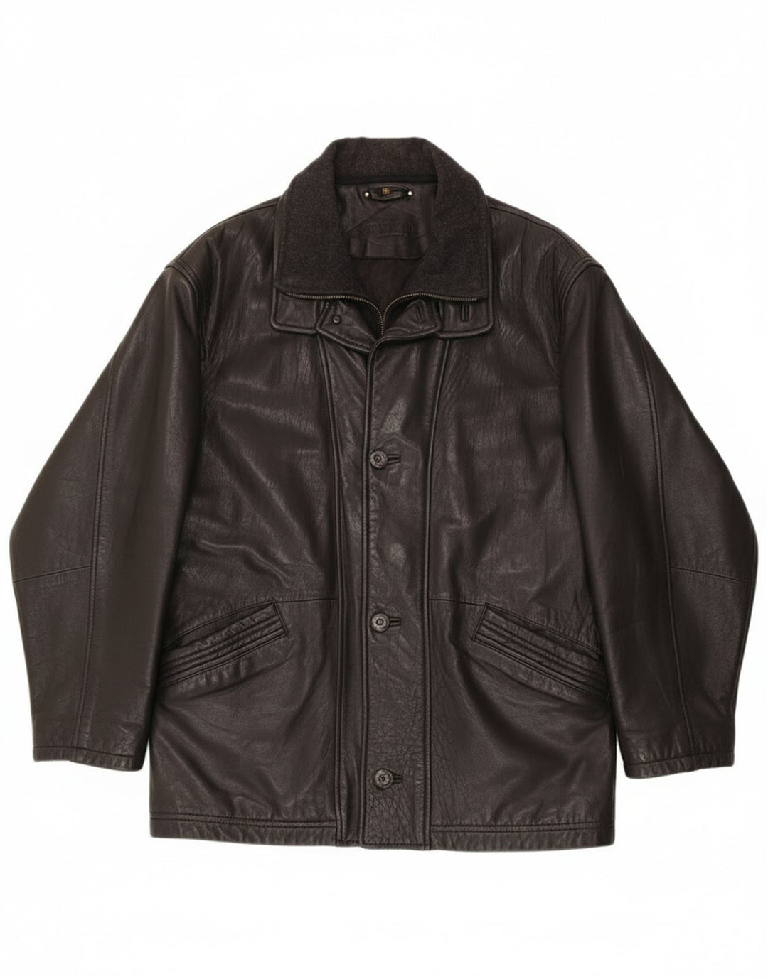 Jaqueta de couro masculina Trapper EU 52 XL couro preto