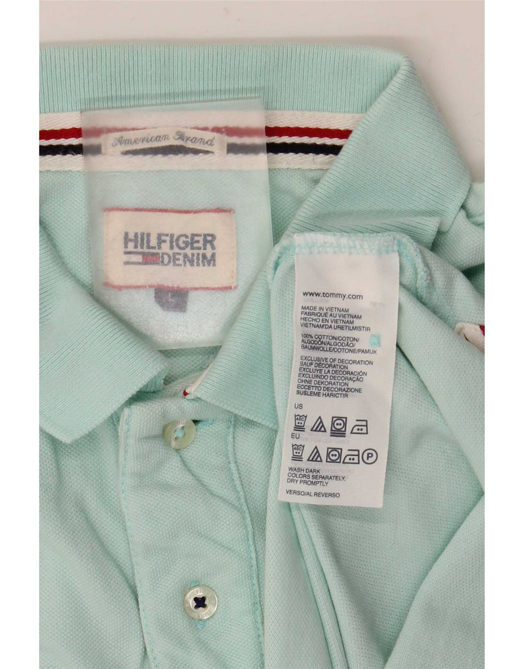 Camisa polo masculina Tommy Hilfiger grande algodão turquesa