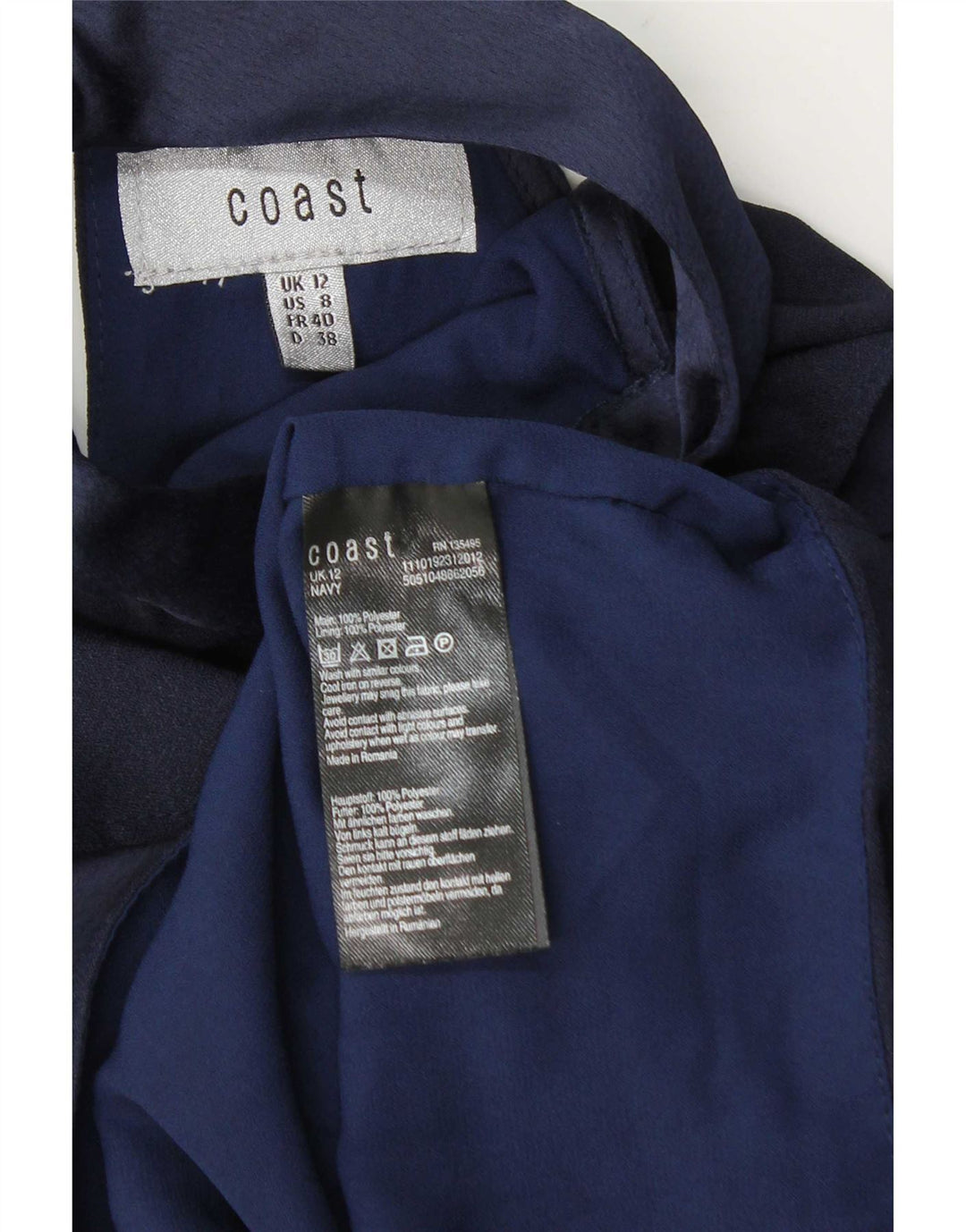 Coast Womens Crop Off Ombro Halter Top UK 12 Médio Azul Marinho Poliéster