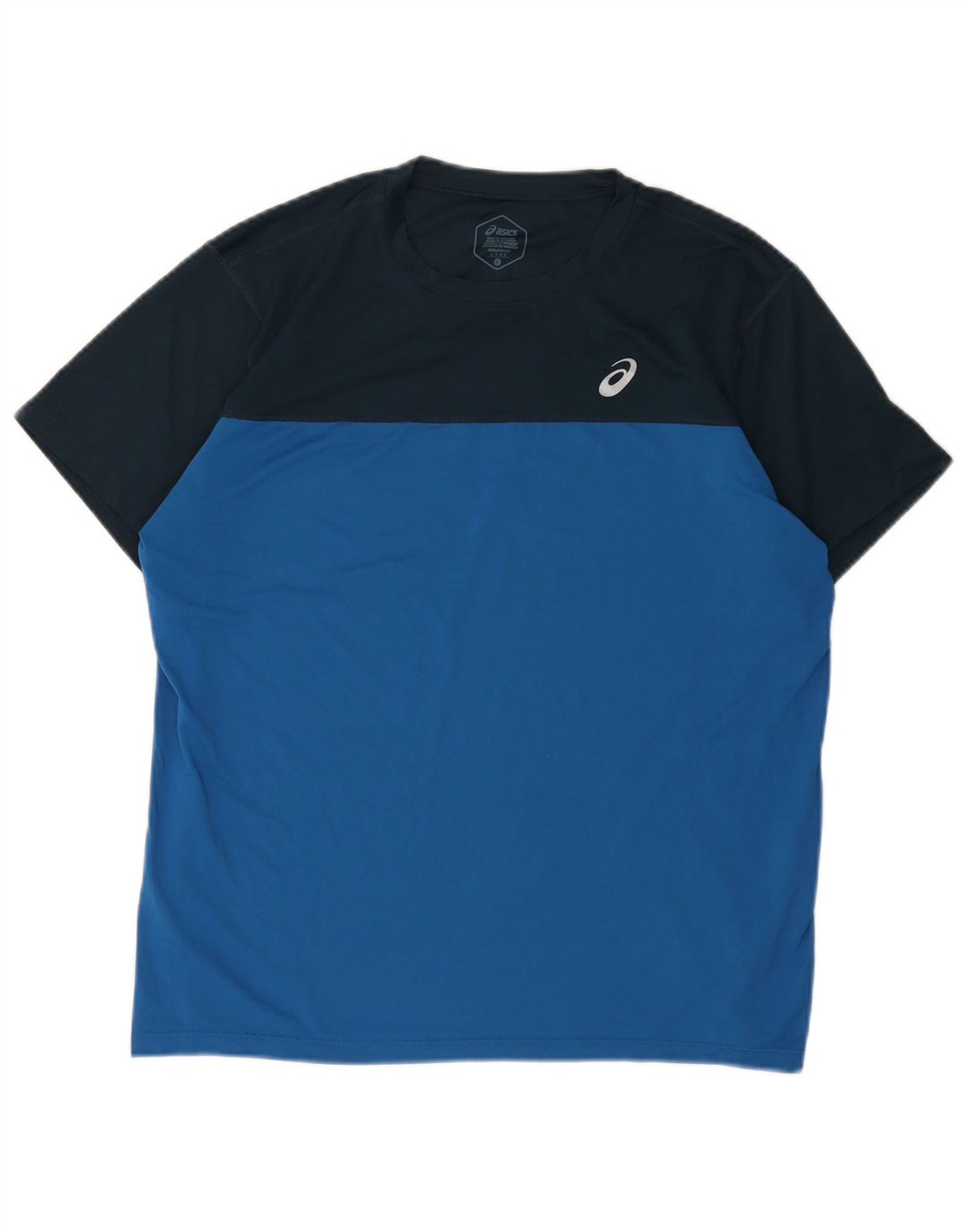 Camiseta masculina Asics Top grande azul colorblock poliéster