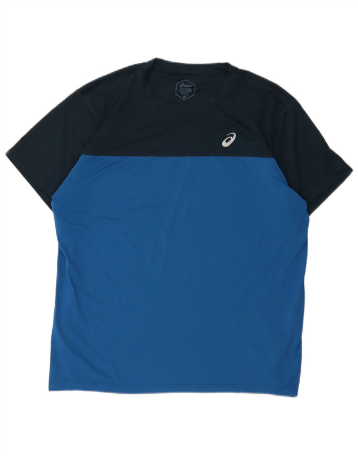 Camiseta masculina Asics Top grande azul colorblock poliéster