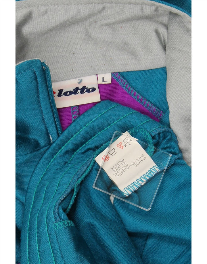 LOTTO Jaqueta masculina de agasalho gráfico grande azul colorido em poliéster