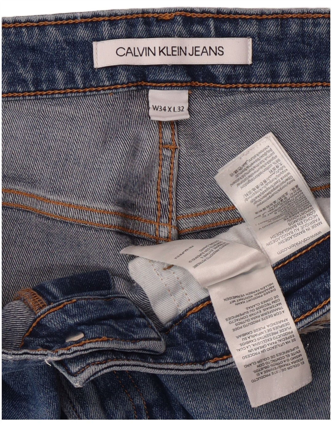 Calvin Klein Masculino Slim Jeans W34 L28 Azul Algodão