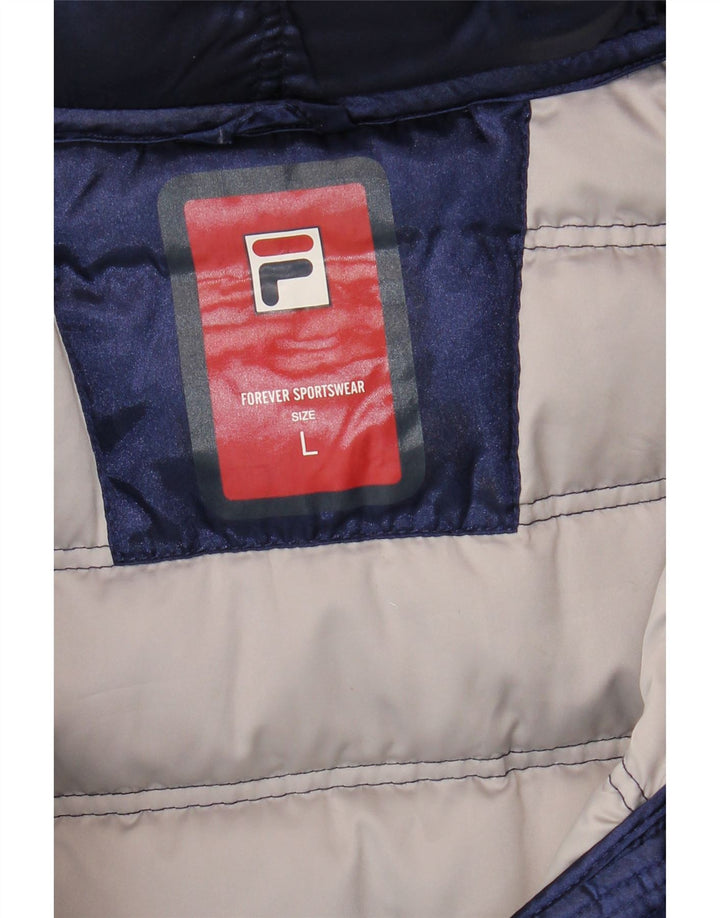 Casaco acolchoado com capuz feminino Fila UK 14 grande azul marinho