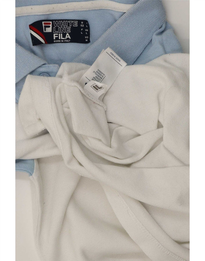 Camisa polo masculina Fila grande algodão colorblock branco